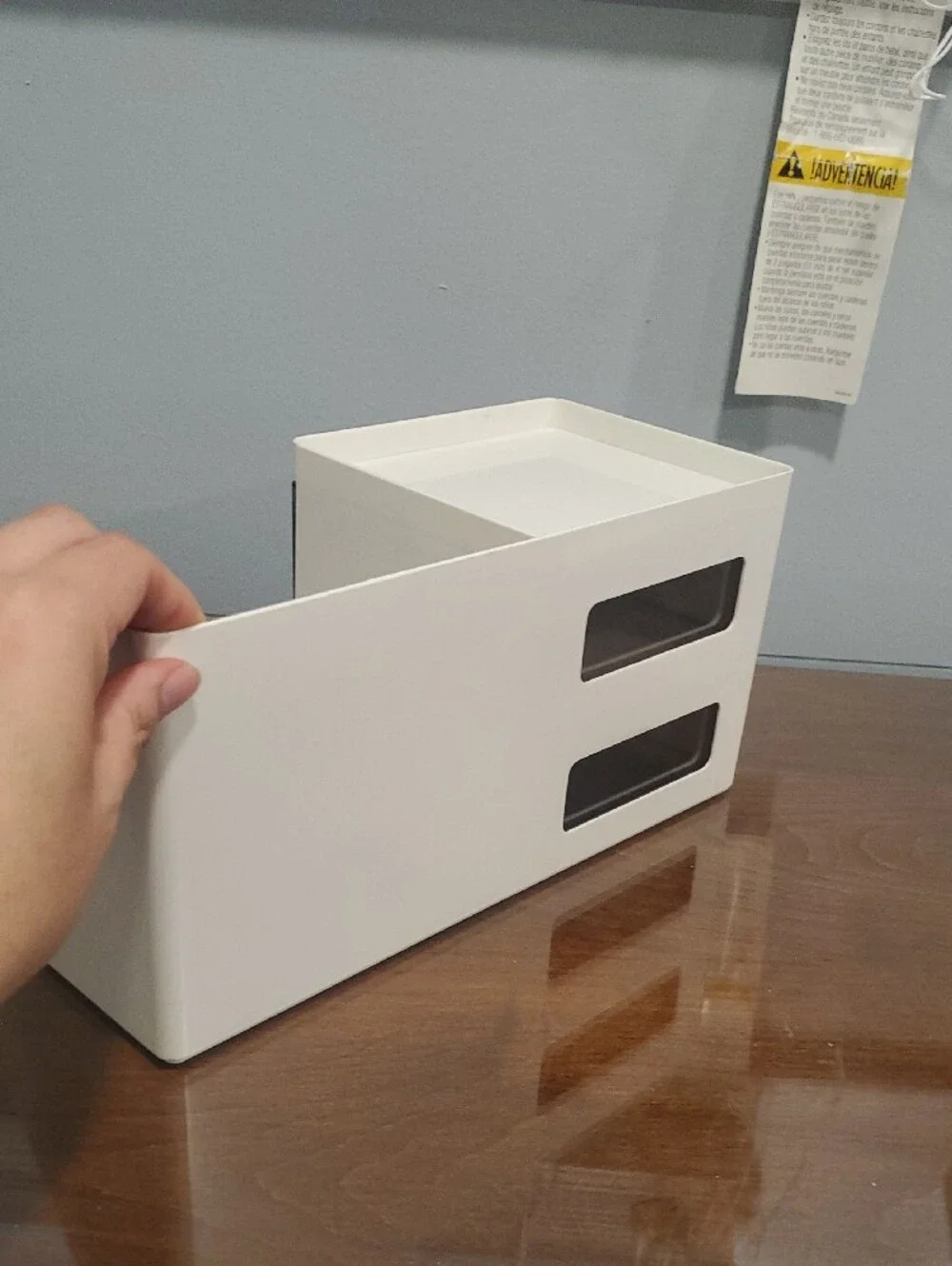 White Makeup Organizer with Smoke Drawers and Divided Compartments